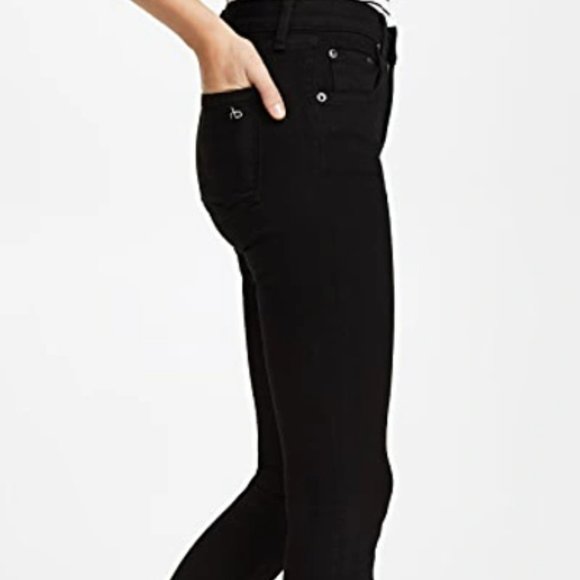Rag & Bone Jeans Capri Mid Rise Skinny Destroyed Step Hem Black Hampton Size 27 - Picture 3 of 16